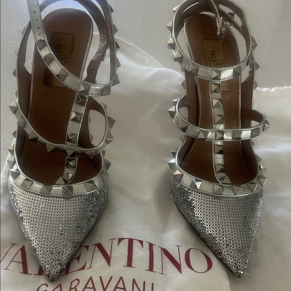 Valentino Silver Studded Heels